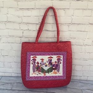 RARE Vintage straw tote bag